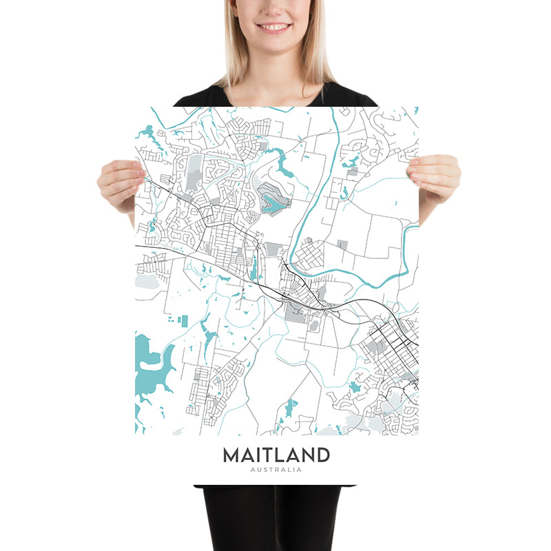 Modern City Map of Maitland, NSW: Maitland Gaol, Maitland Museum, Maitland Town Hall, New England Hwy, Pacific Hwy