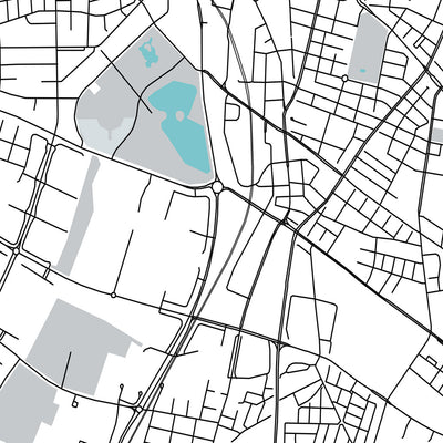 Moderne Stadtkarte von Malmö, Schweden: Västra Innerstaden, Östra Innerstaden, Möllevången, Gamla Staden, E20 
