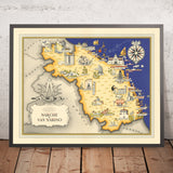 Alte bildliche Karte von Le Marche & San Marino von De Agostini, 1938: Ancona, San Marino, Monti Sibillini, Monte Conero, Basilica di San Ciriaco 
