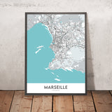 Modern City Map of Marseille, France: Panier, Corniche, Stade Vélodrome, Palais Longchamp, Calanques