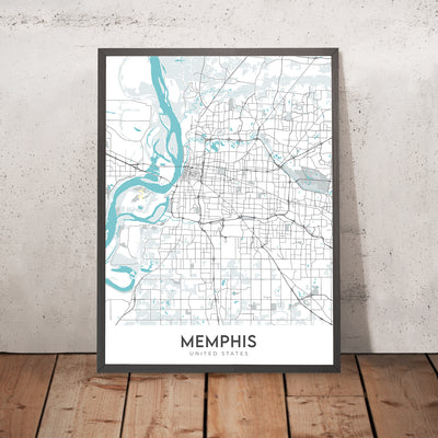 Modern City Map of Memphis, TN: Downtown, Graceland, FedEx Forum, I-40, I-240
