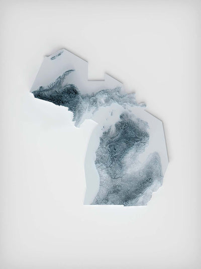 Michigan & Große Seen Topografische 3D Reliefkarte 