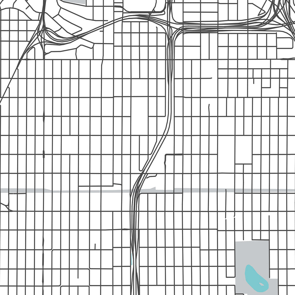 Plan de la ville moderne de Minneapolis, MN : U of M, TCF Bank Stadium, Walker Art Center, Nicollet Mall, Mississippi River