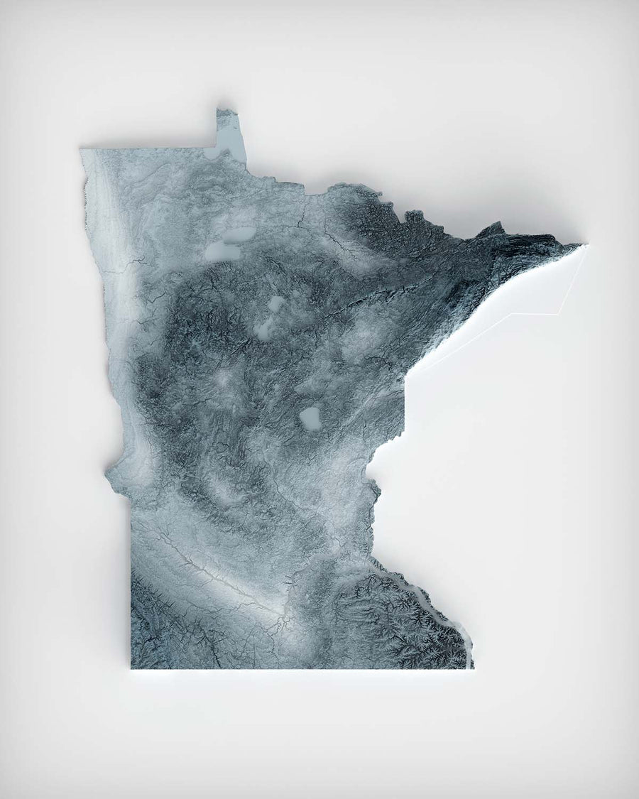 Mappa topografica 3D in rilievo del Minnesota 