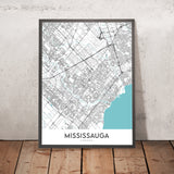Mappa della città moderna di Mississauga, Canada: Centro città, Streetsville, Port Credit, Galleria d'Arte, Square One 