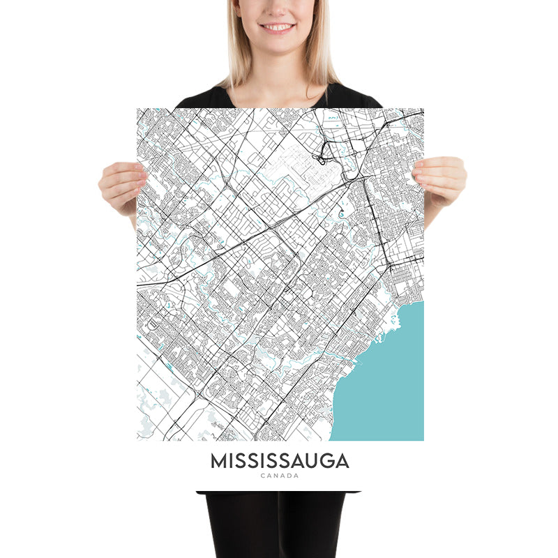 Plan de la ville moderne de Mississauga, Canada : centre-ville, Streetsville, Port Credit, galerie d'art, Square One