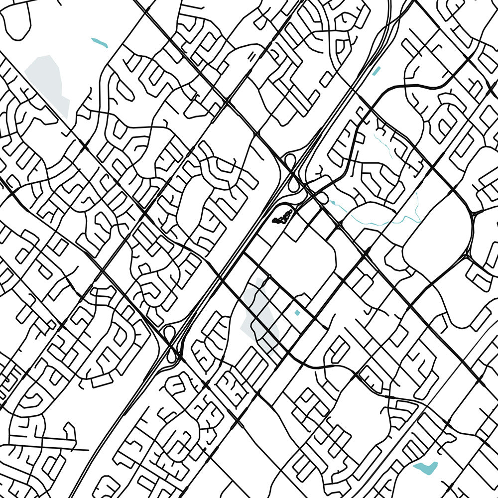 Plan de la ville moderne de Mississauga, Canada : centre-ville, Streetsville, Port Credit, galerie d'art, Square One