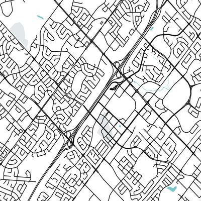 Plan de la ville moderne de Mississauga, Canada : centre-ville, Streetsville, Port Credit, galerie d'art, Square One