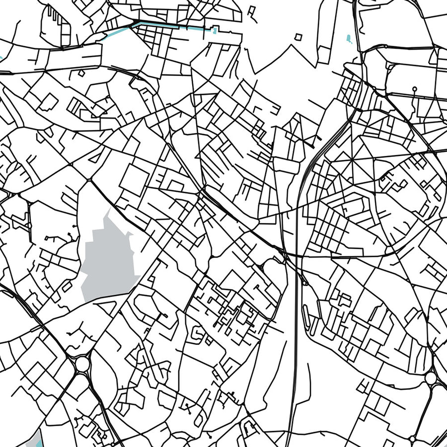Plan de la ville moderne de Montpellier, France : Antigone, Beaux Arts, Cathédrale Saint-Pierre, Opéra Comédie, Place de la Comédie