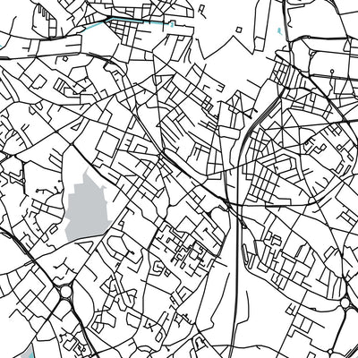 Plan de la ville moderne de Montpellier, France : Antigone, Beaux Arts, Cathédrale Saint-Pierre, Opéra Comédie, Place de la Comédie
