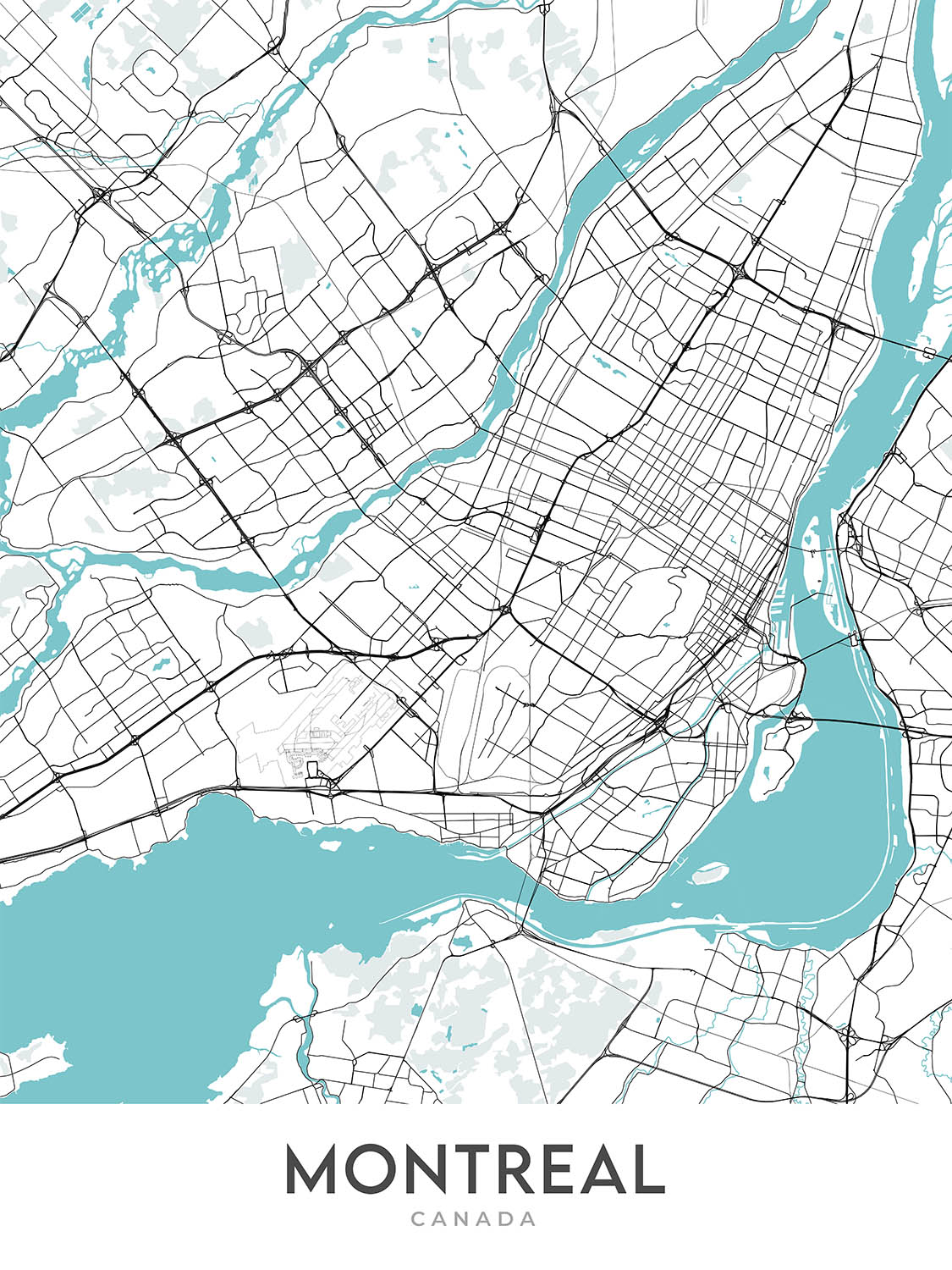 Plan de la ville moderne de Montréal, Canada : Mont Royal, McGill, Stade olympique