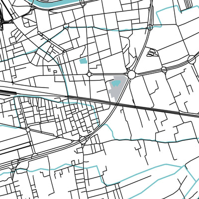 Mapa moderno de la ciudad de Murcia, España: catedral, casino, teatro, plaza, calles