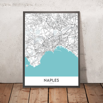 Mappa della città moderna di Napoli, Italia: Chiaia, Castel Nuovo, Galleria Umberto I, Posillipo, Teatro di San Carlo 