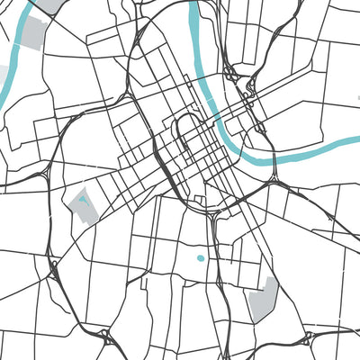 Modern City Map of Nashville, TN: Downtown, Music City Center, Vanderbilt, Germantown, Shelby Park