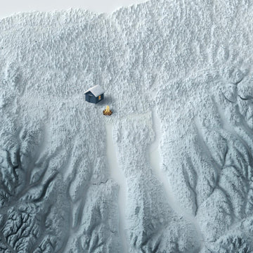 An example of a personalised monochrome 3D relief map