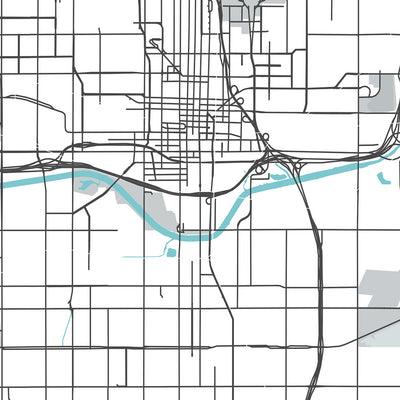 Modern City Map of Oklahoma City, OK: Downtown, Bricktown, Paseo, Midtown, Capitol