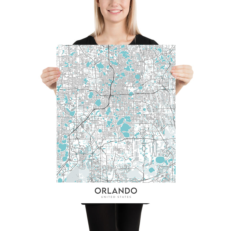 Modern City Map of Orlando, FL: College Park, Lake Eola Park, Leu Gardens, I-4, SR 408
