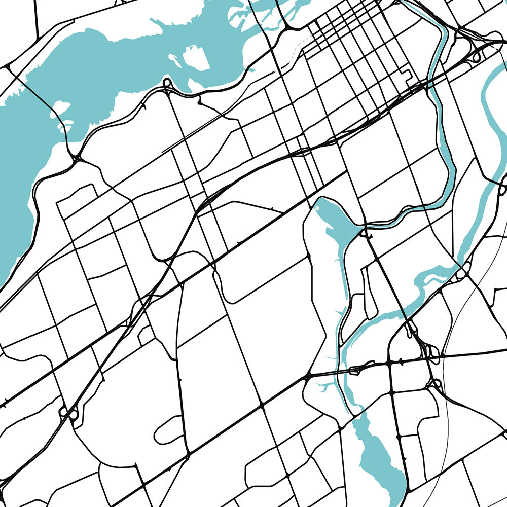 Modern City Map of Ottawa, Canada: Parliament, Rideau Hall, ByWard Market, Carleton University, University of Ottawa