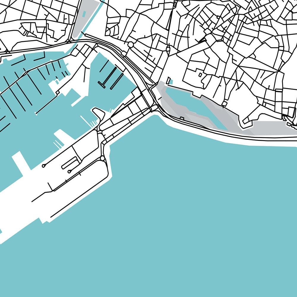 Plan de la ville moderne de Palma de Majorque, Espagne : vieille ville, Santa Catalina, Paseo Maritimo