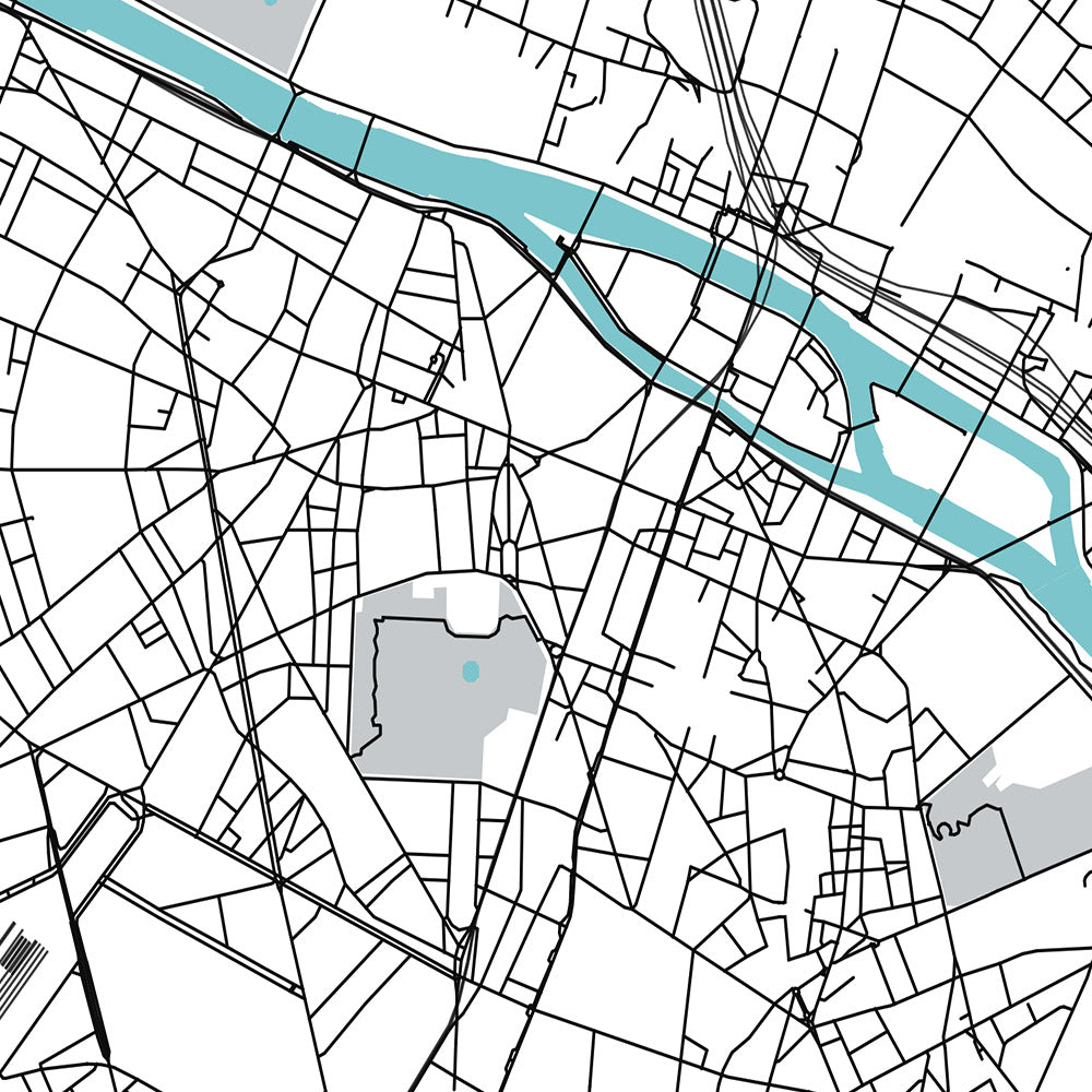 Modern City Map of Paris, France: Eiffel Tower, Louvre, Notre-Dame, Champs-Élysées, Montmartre