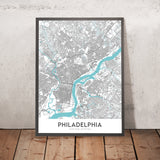 Modern City Map of Philadelphia, PA: Old City, Independence Hall, Schuylkill River, Ben Franklin Bridge, Fairmount Park
