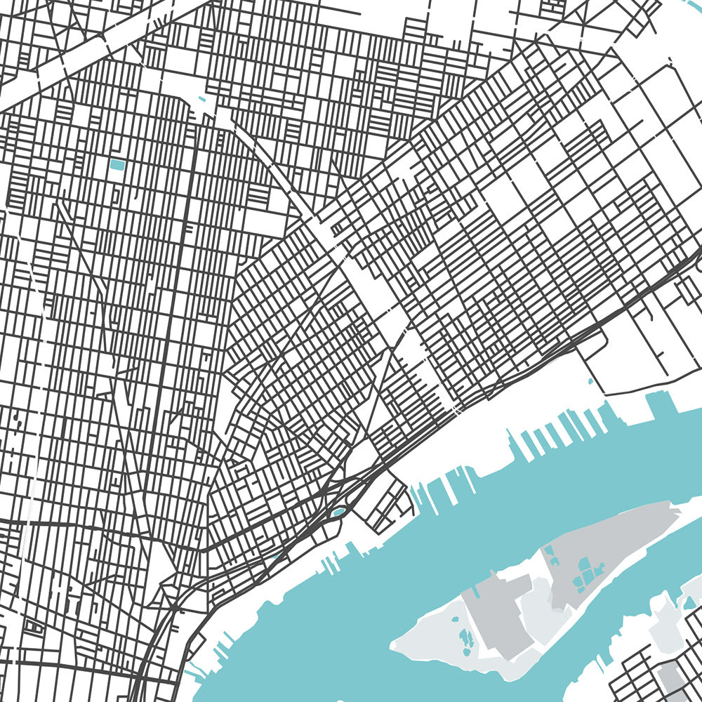 Mapa moderno de la ciudad de Filadelfia, PA: Ciudad Vieja, Salón de la Independencia, Río Schuylkill, Puente Ben Franklin, Parque Fairmount