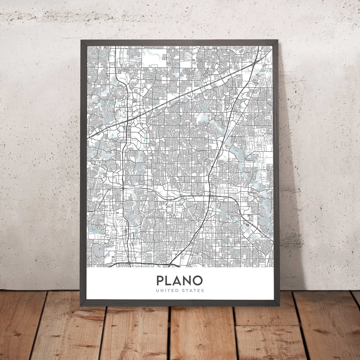 Plan de la ville moderne de Plano, Texas : centre-ville, Legacy West, Arbour Hills, Preston Rd, Dallas N Tollway