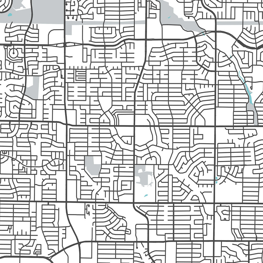 Plan de la ville moderne de Plano, Texas : centre-ville, Legacy West, Arbour Hills, Preston Rd, Dallas N Tollway