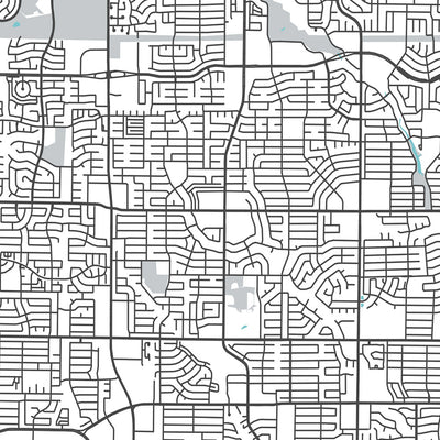 Plan de la ville moderne de Plano, Texas : centre-ville, Legacy West, Arbour Hills, Preston Rd, Dallas N Tollway