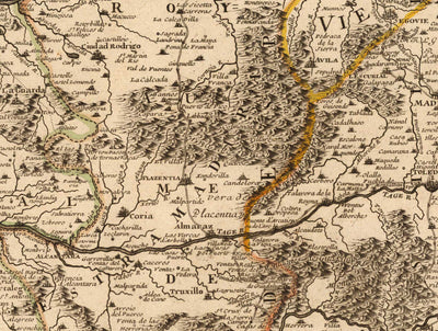 Antiguo mapa del Algarve y Gibraltar en 1742 por Nicolas de Fer - Cádiz, Málaga, Sevilla, Marbella, Lisboa, Portugal, España