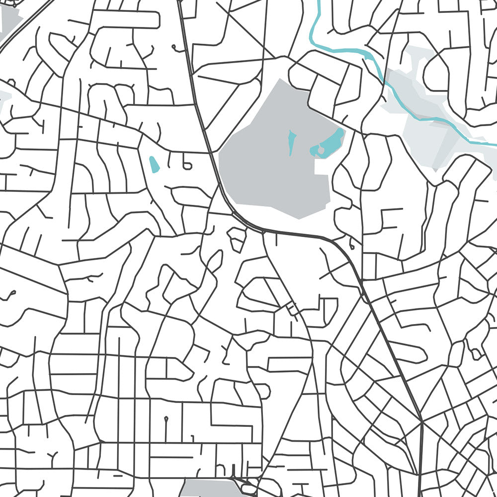 Modern City Map of Raleigh, NC: Downtown, Museums, Parks, Stadiums