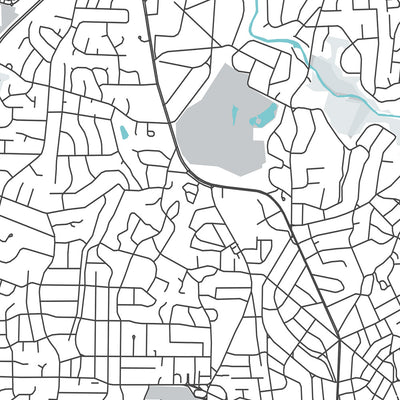 Modern City Map of Raleigh, NC: Downtown, Museums, Parks, Stadiums