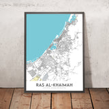 Mappa della città moderna di Ras Al Khamiah, UAE: Corniche Al Qawasim, Al Rams, Al Rifah, Al Shamal, Al Zahra 