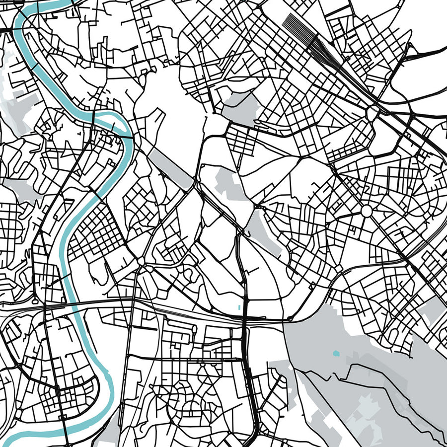 Moderne Stadtkarte von Rom, Italien: Kolosseum, Pantheon, Römisches Forum, Trevi-Brunnen, Vatikanstadt 