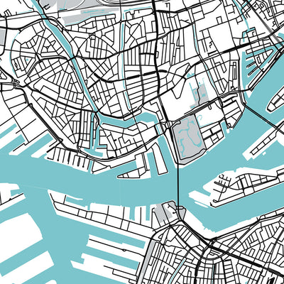 Mapa moderno de la ciudad de Rotterdam, Países Bajos: Puente Erasmus, Euromast, De Kuip, Kunsthal, Museo Boijmans Van Beuningen