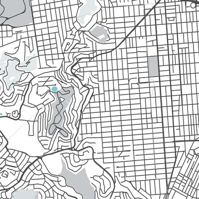 Mapa moderno de la ciudad de San Francisco, CA: Puente Golden Gate, Fisherman's Wharf, Alcatraz, Chinatown, Presidio