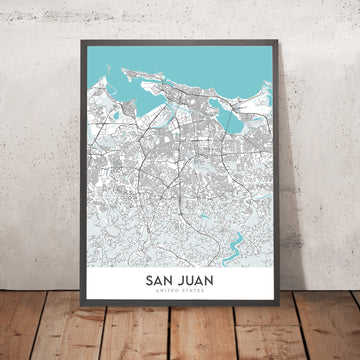 Mapa de la Ciudad Moderna de San Juan, Puerto Rico: Condado, Ciudad Vieja, El Yunque, Castillo San Felipe, Castillo San Cristóbal 