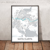 Moderne Stadtkarte von Santa Clarita, CA: Canyon Country, Magic Mountain, Newhall, Six Flags, Valencia 
