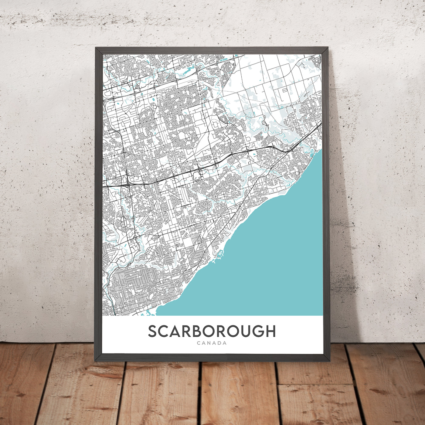 Mapa moderno de la ciudad de Scarborough, Canadá: Bluffs, zoológico, centro de la ciudad