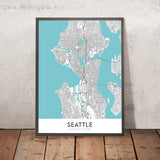 Moderne Stadtkarte von Seattle, WA: Capitol Hill, Queen Anne, Belltown, Pike Place Market, Space Needle 