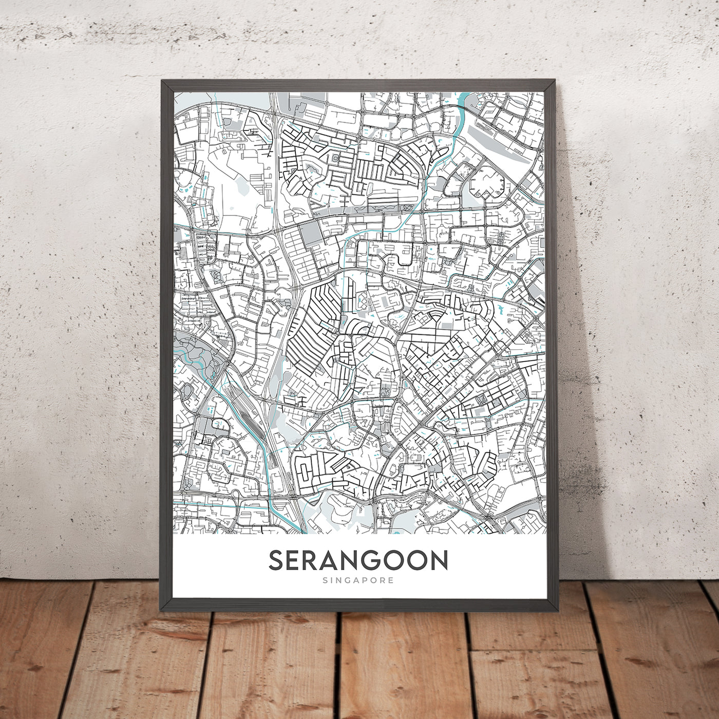 Modern City Map of Serangoon, Singapore: Chomp Chomp, Gardens, River, Maplewood Park, Upper Serangoon Road