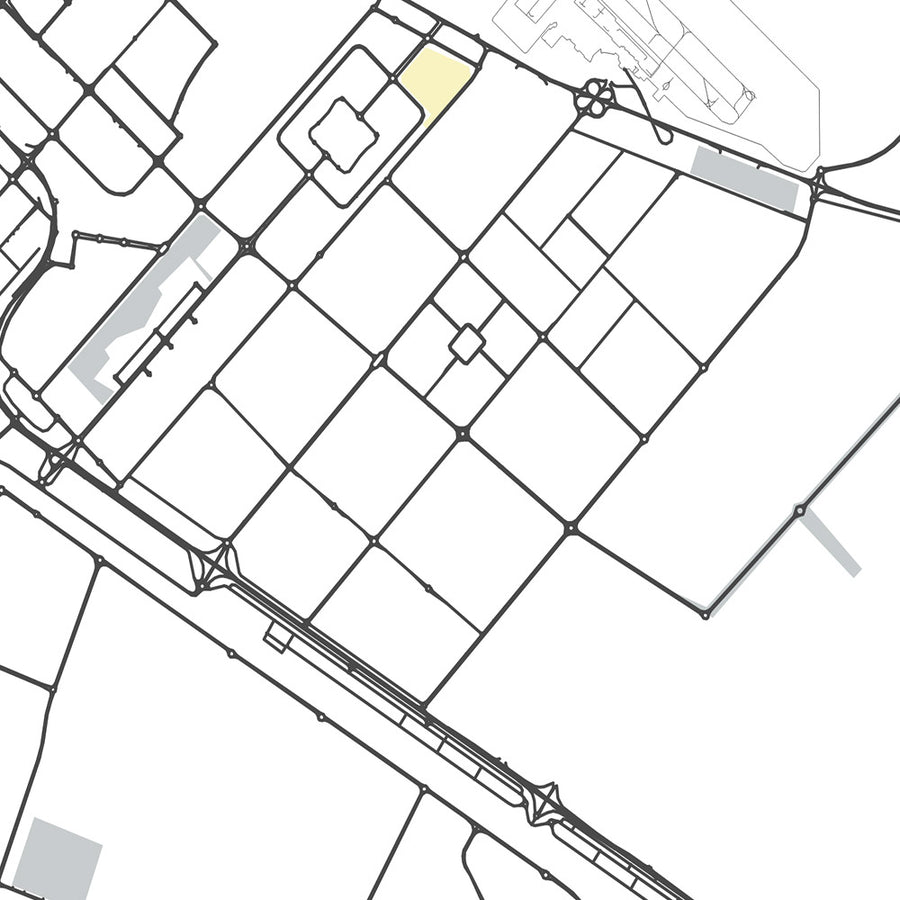 Carte moderne de la ville de Sharjah, Émirats Arabes Unis : Mosquée Al Noor, Al Qasba, Front de mer Al Majaz, Université et Université Américaine de Sharjah 
