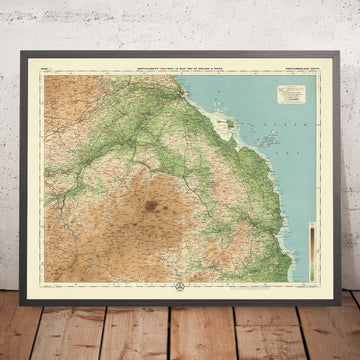 Ancienne carte OS du Northumberland - Nord par Bartholomew, 1901 : Alnwick, Berwick, collines de Cheviot, Tweed, Lindisfarne 