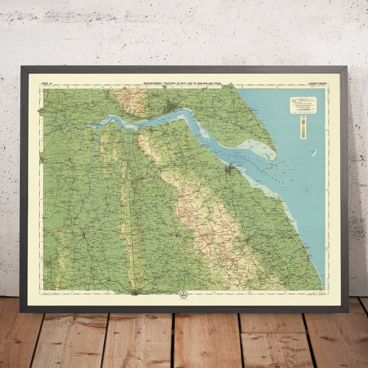 Ancienne carte OS des Lincoln Wolds, Lincolnshire par Bartholomew, 1901 : Hull, Grimsby, Scunthorpe, Humber, Wolds 