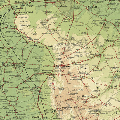 Ancienne carte OS des Lincoln Wolds, Lincolnshire par Bartholomew, 1901 : Hull, Grimsby, Scunthorpe, Humber, Wolds 