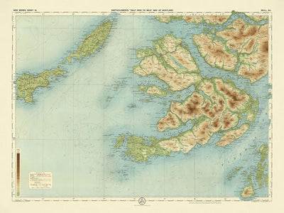Alte OS-Karte von Mull, Argyll von Bartholomew, 1901: Tobermory, Ben More, Duart Castle, Loch na Keal, Iona Abbey, Sound of Mull 