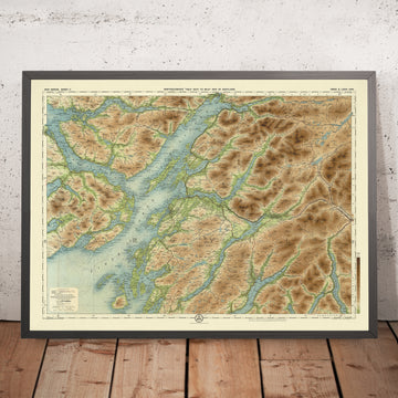 Vecchia mappa OS di Oban e Loch Awe, Argyllshire di Bartholomew, 1901: Firth of Lorn, Loch Awe, Ben Cruachan, Glen Coe, Isola di Mull, Loch Lomond 