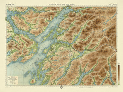Antigua mapa OS de Oban y Loch Awe, Argyllshire por Bartholomew, 1901: Firth de Lorn, Loch Awe, Ben Cruachan, Glen Coe, Isla de Mull, Loch Lomond 