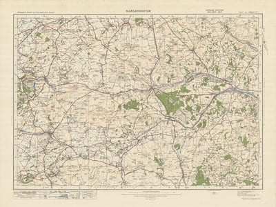 Alter Ordnance Survey Karte, Blatt 112 - Marlborough, 1925: Calne, Devizes, Hungerford, Lambourn, North Wessex Downs AONB 