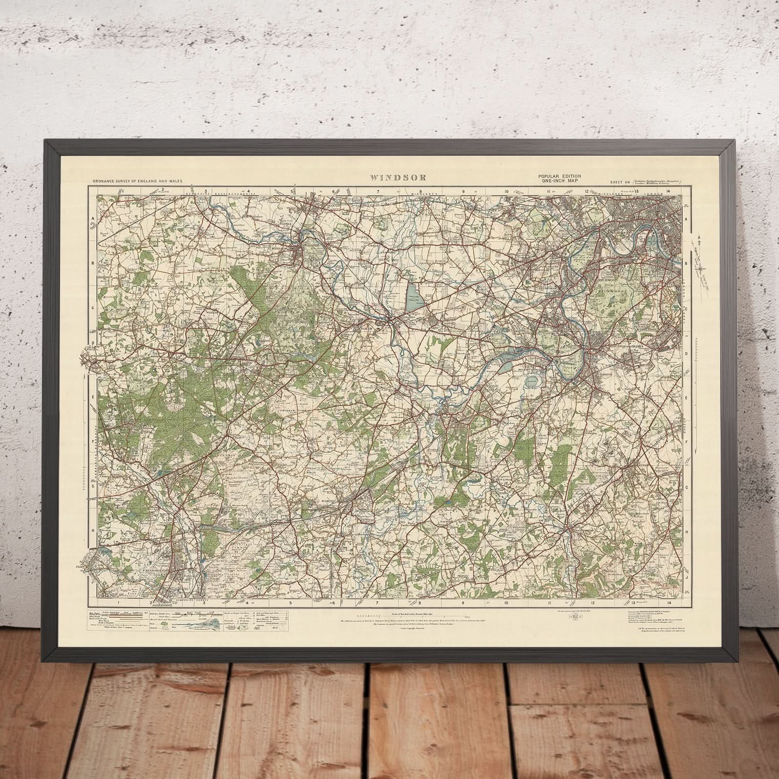 Old Ordnance Survey Map, Sheet 114 - Windsor, 1925: Woking, Farnboroug ...